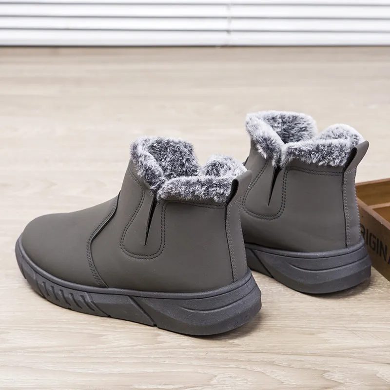 Winter Snow Boots woman V Cutout Shoes Plush Ankle