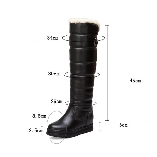 Winter thick faux fur lining knee high platform snow boots