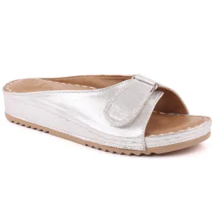 Women “NORA” Shimmer Flap Style Wedge Slippers