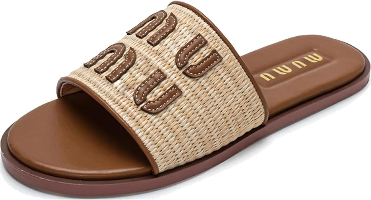 Women's Slide Sandals Square Open Toe, Dressy Shoes Sandals for Casual Beach Party Outdoor