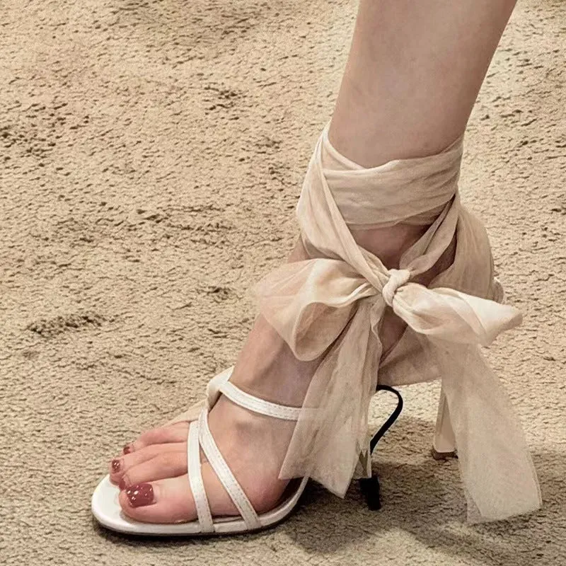 XIANGTUIBAO Xiaohongshu Push Fairy Style Strap Internet Celebrity Open Toe High Heel Sandals Women's Summer High Heels Outdoor  Sandals Sandals
